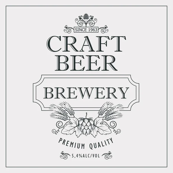 Illustration Des Etiketts Für Craft Beer Retro Stil — Stockvektor