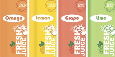 renkli narenciye taze meyve suyu etiketleri topluluğu