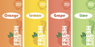 renkli narenciye taze meyve suyu etiketleri topluluğu