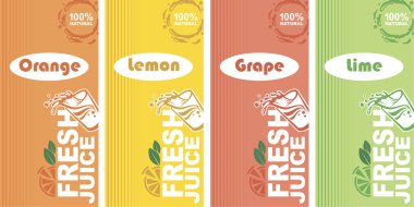 renkli narenciye taze meyve suyu etiketleri topluluğu