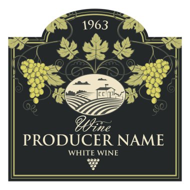 Vintage etiketi ile üzüm şarap şişeleri için
