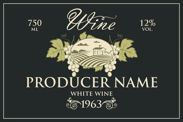 Vintage Etiketi Ile Üzüm Şarap Şişeleri Için — Stok Vektör
