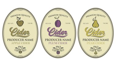 elma şarabı çeşitli için bir etiket koleksiyonu