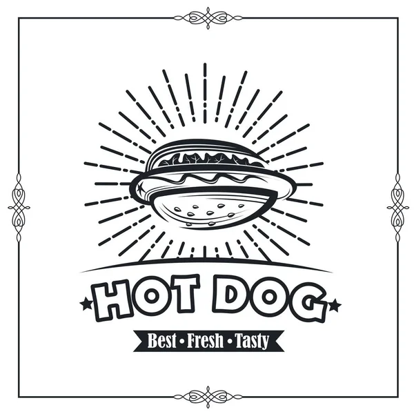Fondo Vintage Del Cartel Hot Dog Para Comida Rápida — Vector de stock