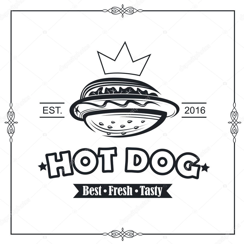 Vintage background of hot dog poster for fast food