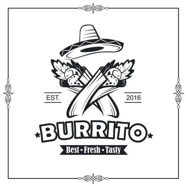 Fondo Con Emblema Comida Rápida Burrito — Vector de stock