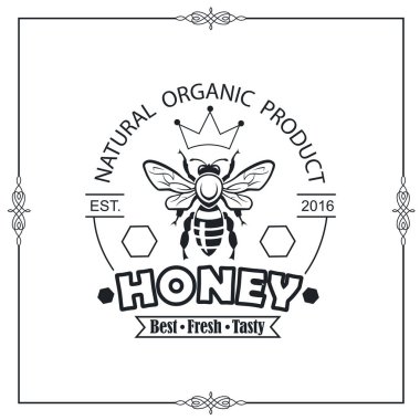 amblemi ile arı ve bal beyaz arka plan üzerinde tasarımı