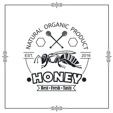 amblemi ile arı ve bal beyaz arka plan üzerinde tasarımı