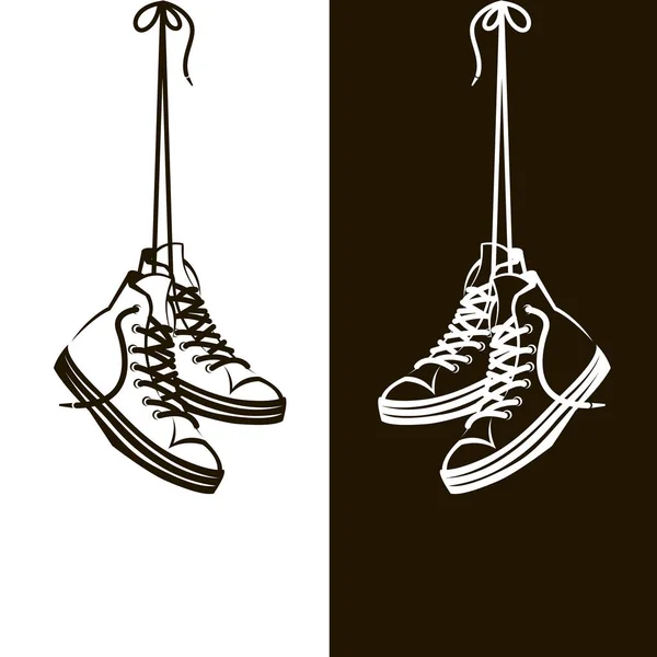 Ilustração Com Pendurado Sapatos Cadarço — Vetor de Stock