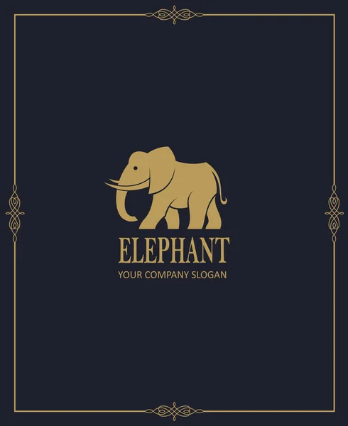 Abstrakta Elefant Ikonen Isolerad Mörk Bakgrund — Stock vektor