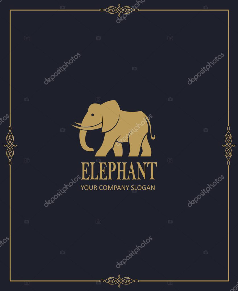 Abstract elephant icon isolated on dark background