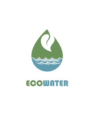 Beyaz arka plan üzerinde izole su damla simgesi olan yaprak