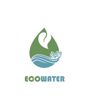 Beyaz arka plan üzerinde izole su damla simgesi olan yaprak