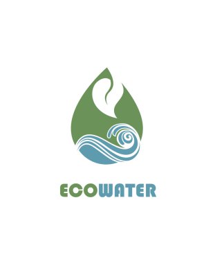 Beyaz arka plan üzerinde izole su damla simgesi olan yaprak