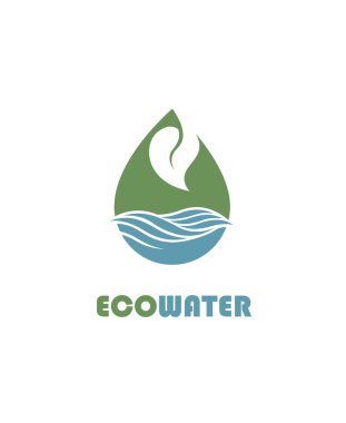 Beyaz arka plan üzerinde izole su damla simgesi olan yaprak