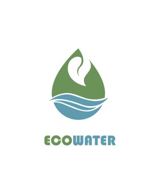 Beyaz arka plan üzerinde izole su damla simgesi olan yaprak