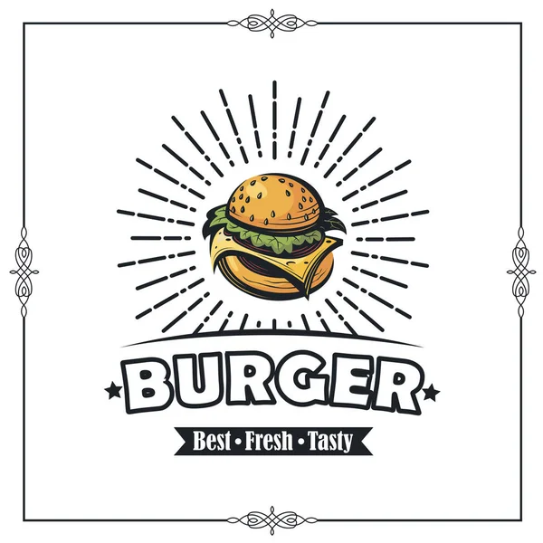 Imagen Retro Comida Rápida Con Hamburguesa — Vector de stock