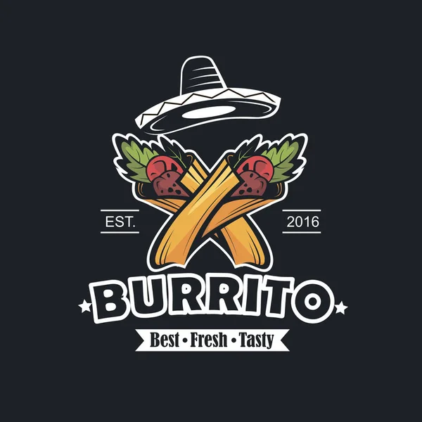 Ilustración Retro Emblema Comida Rápida Con Burrito — Vector de stock