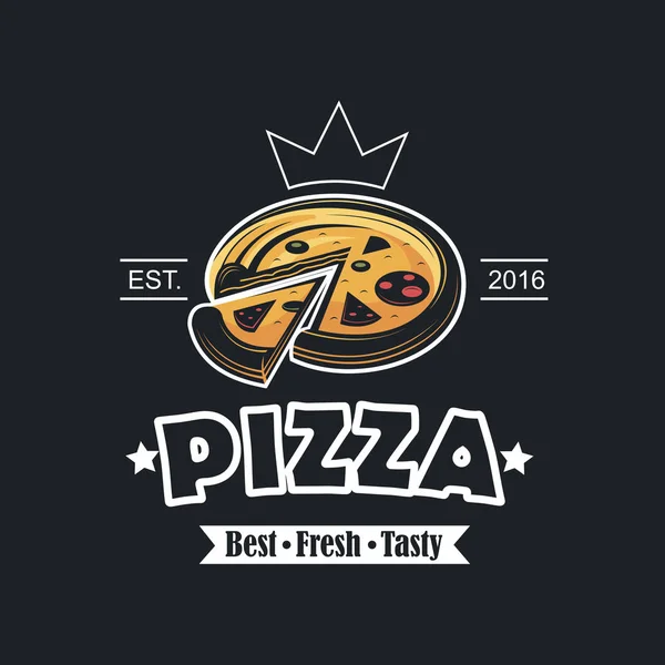 Retro Illustration Des Fastfood Emblems Mit Pizza — Stockvektor
