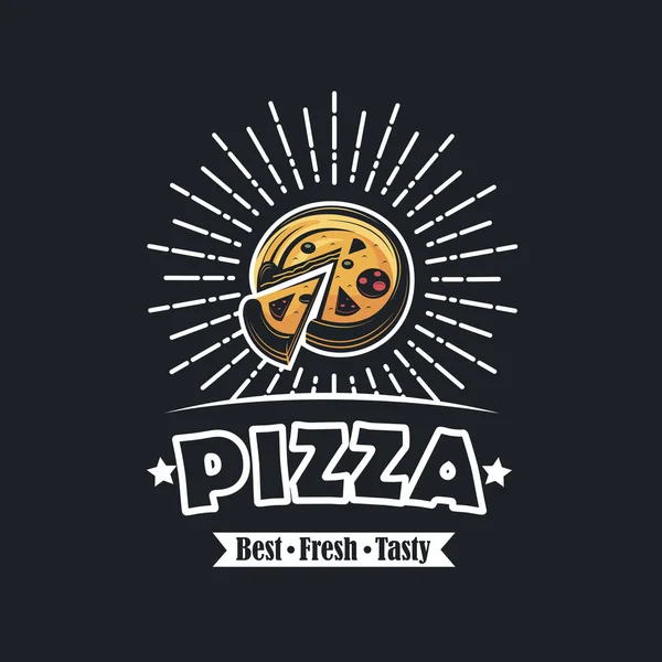 Retro Illustration Snabbmat Emblem Med Pizza — Stock vektor