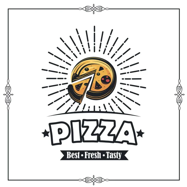 Ретро Иллюстрация Эмблемы Быстрого Питания Пиццей — стоковый вектор