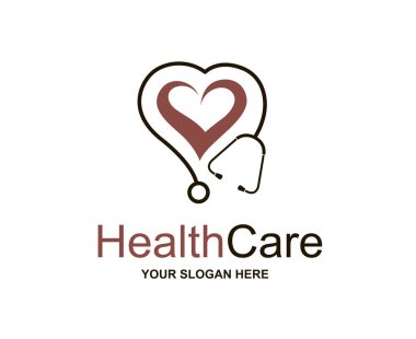 Soyut tıbbi halth bakım simgesiyle stetoskop ve kalp