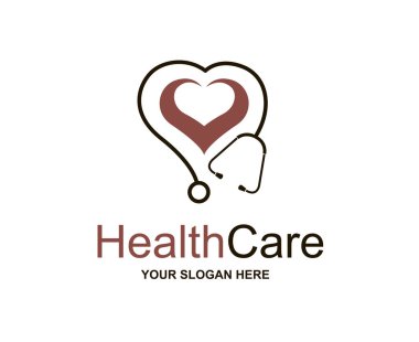 Soyut tıbbi halth bakım simgesiyle stetoskop ve kalp