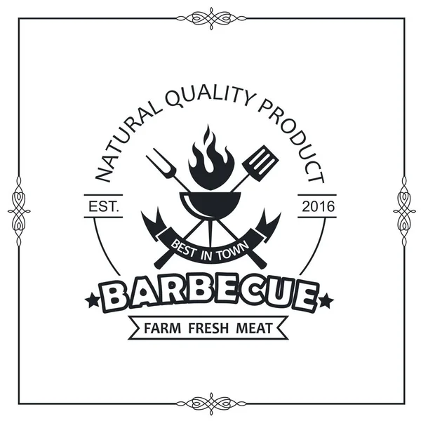 Emblem Pemanggang Barbekyu Untuk Menu Restoran Diisolasi Pada Latar Belakang - Stok Vektor