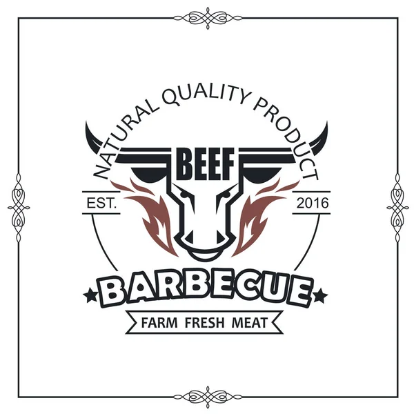 Barbecue Grill Emblem För Restaurangmeny Isolerad Vit Bakgrund — Stock vektor