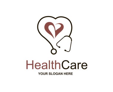 Soyut tıbbi halth bakım simgesiyle stetoskop ve kalp