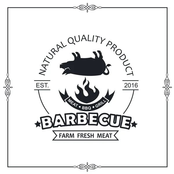 Barbecue Emblema Menu Ristorante Isolato Sfondo Bianco — Vettoriale Stock