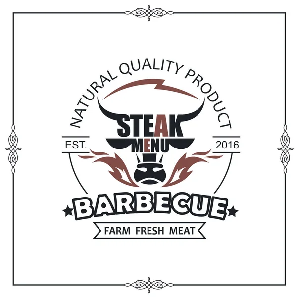 Barbecue Grill Emblem För Restaurangmeny Isolerad Vit Bakgrund — Stock vektor
