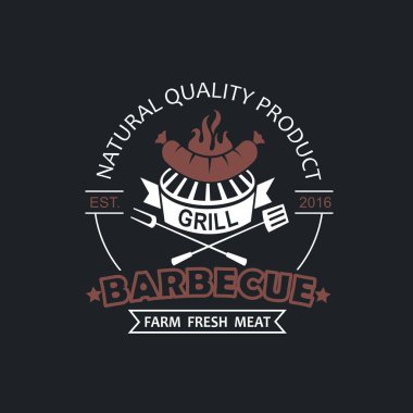koyu arka planda izole Restoran Menüsü için Barbekü ızgara amblem