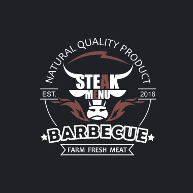 koyu arka planda izole Restoran Menüsü için Barbekü ızgara amblem