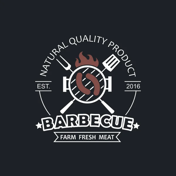 Barbecue Grill Emblem Restaurant Menu Isolated Dark Background — Stock Vector