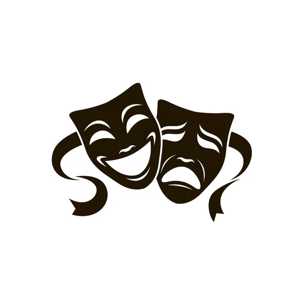 Ilustración Comedia Tragedia Máscaras Teatrales Aisladas Sobre Fondo Blanco — Archivo Imágenes Vectoriales