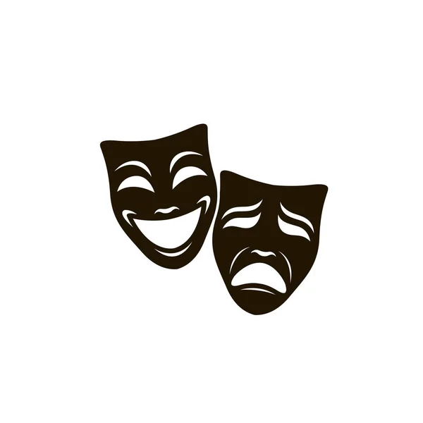 Ilustración Comedia Tragedia Máscaras Teatrales Aisladas Sobre Fondo Blanco — Vector de stock