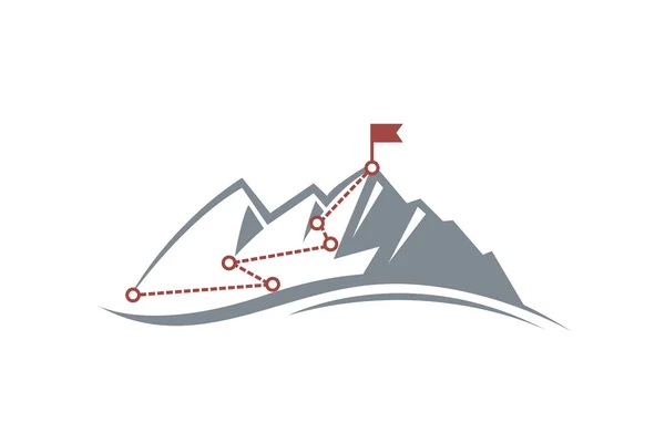 Ilustração Rota Escalada Montanha Até Pico Isolado Fundo Branco — Vetor de Stock