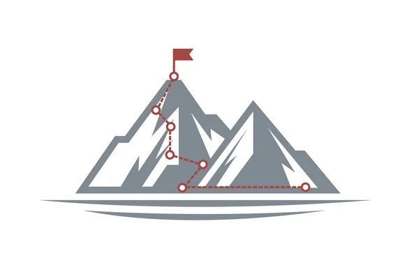 Ilustración Ruta Escalada Pico Aislado Sobre Fondo Blanco — Archivo Imágenes Vectoriales