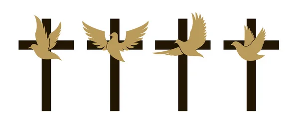 Християнський Хрест Голубом Ізольований Білому Тлі — стоковий вектор