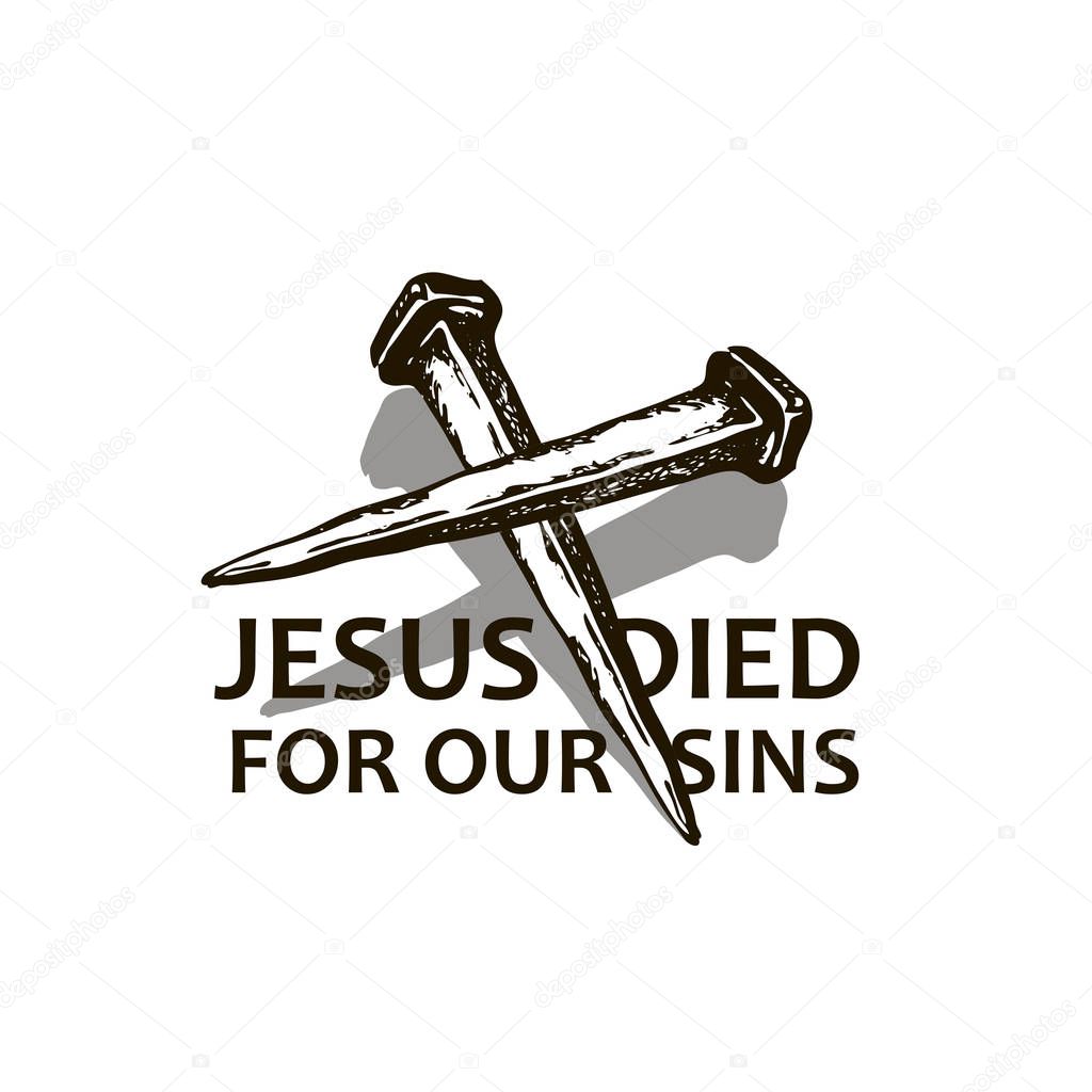 black icon of jesus nails isolated on white background 