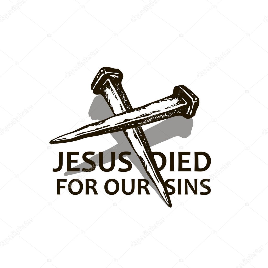 Black icon of jesus nails isolated on white background