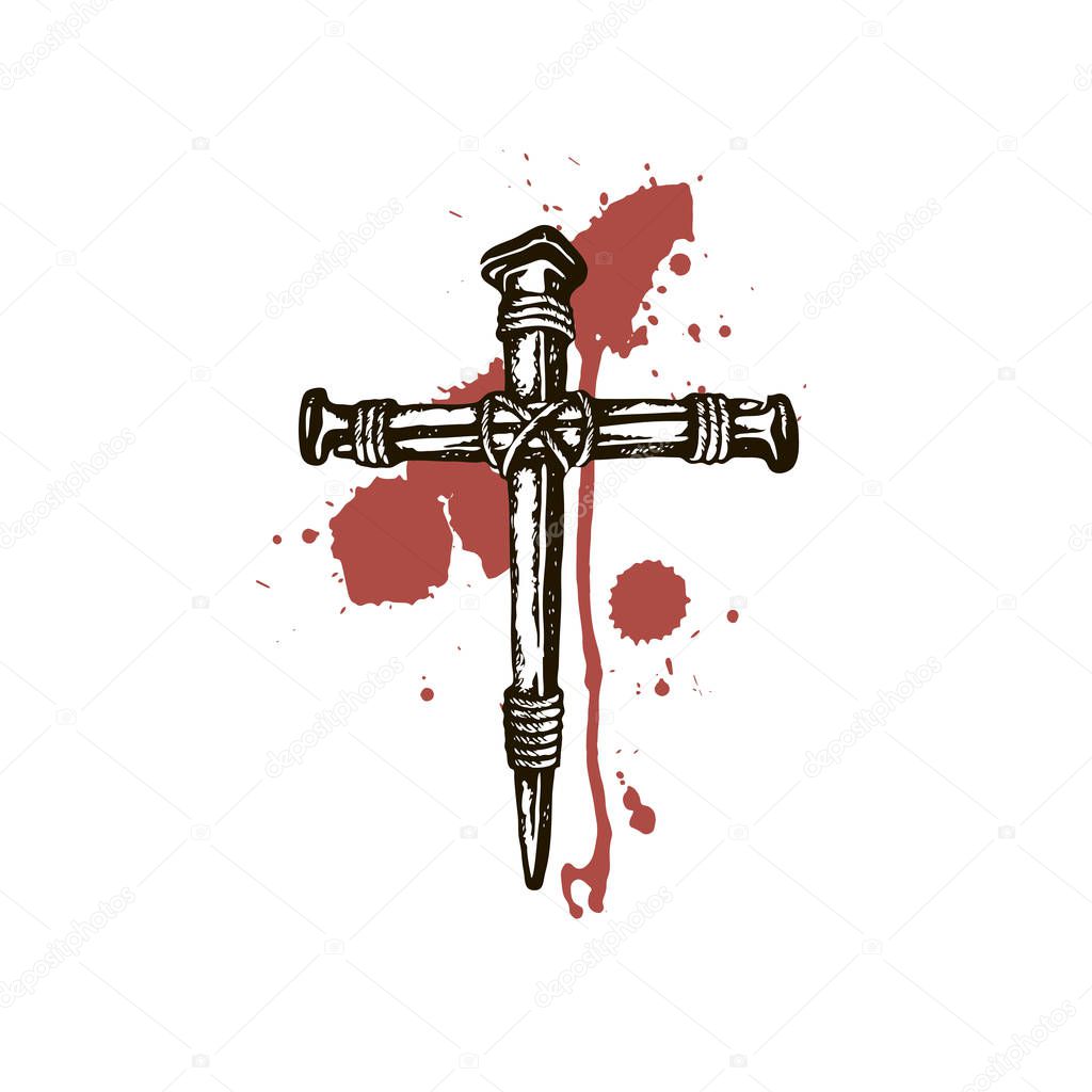 Black icon of jesus nails isolated on white background