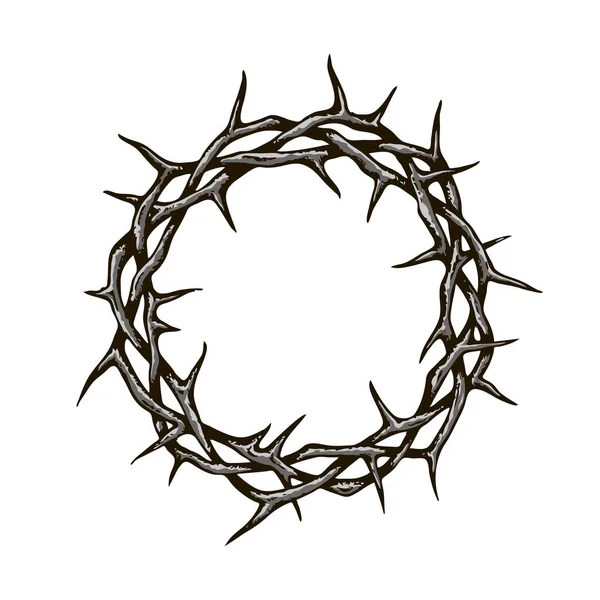 Black Crown Thorns Image Isolated White Background — Stock Vector