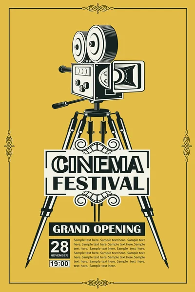 Киноплакат Фоном Камеры Ретро Кино — стоковый вектор
