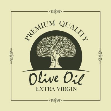 dekoratif zeytin ağacı ile sızma zeytinyağı için etiket