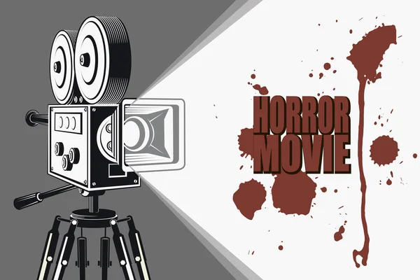 Horror Éjszakai Mozi Poszter Retro Film Fényképezőgép Háttér — Stock Vector