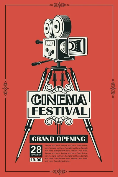 Αφίσα Σινεμά Ρετρό Ταινία Φόντου Κάμερα — Διανυσματικό Αρχείο