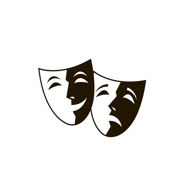 Illustratie Van Komedie Tragedie Theatrale Maskers Geïsoleerd — Stockvector