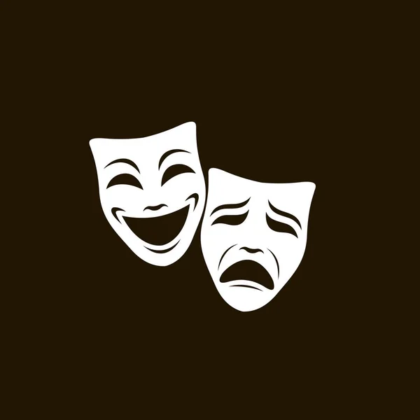 Ilustración Comedia Tragedia Máscaras Teatrales Aisladas — Archivo Imágenes Vectoriales